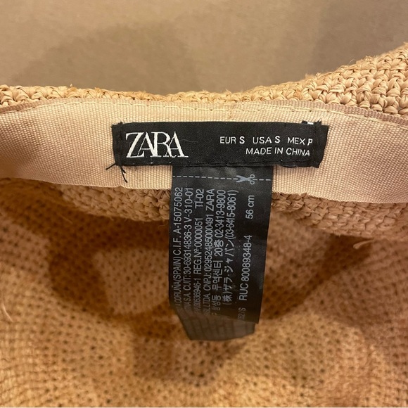 Zara Woven Rafia Sun Hat With Shell Trim - Picture 4 of 6